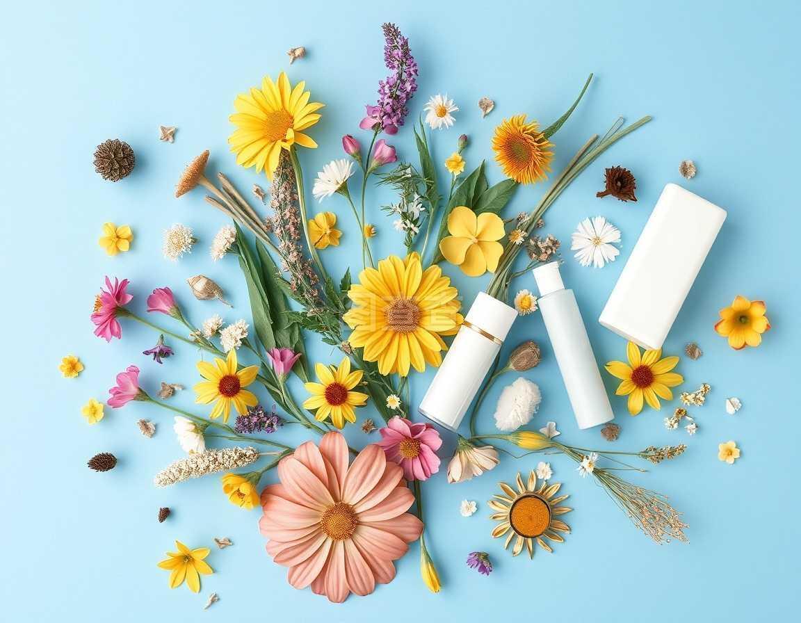 由野生療愈花和水療產品制成的花卉圖案